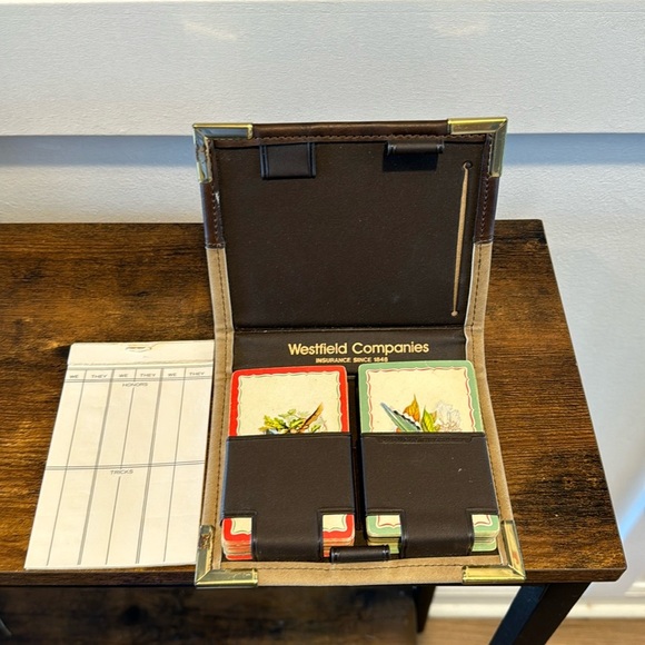 Travel Playing Card Set in "Card Caddy" Vinyl Case with Score Pads & Pencils - Picture 1 of 6
